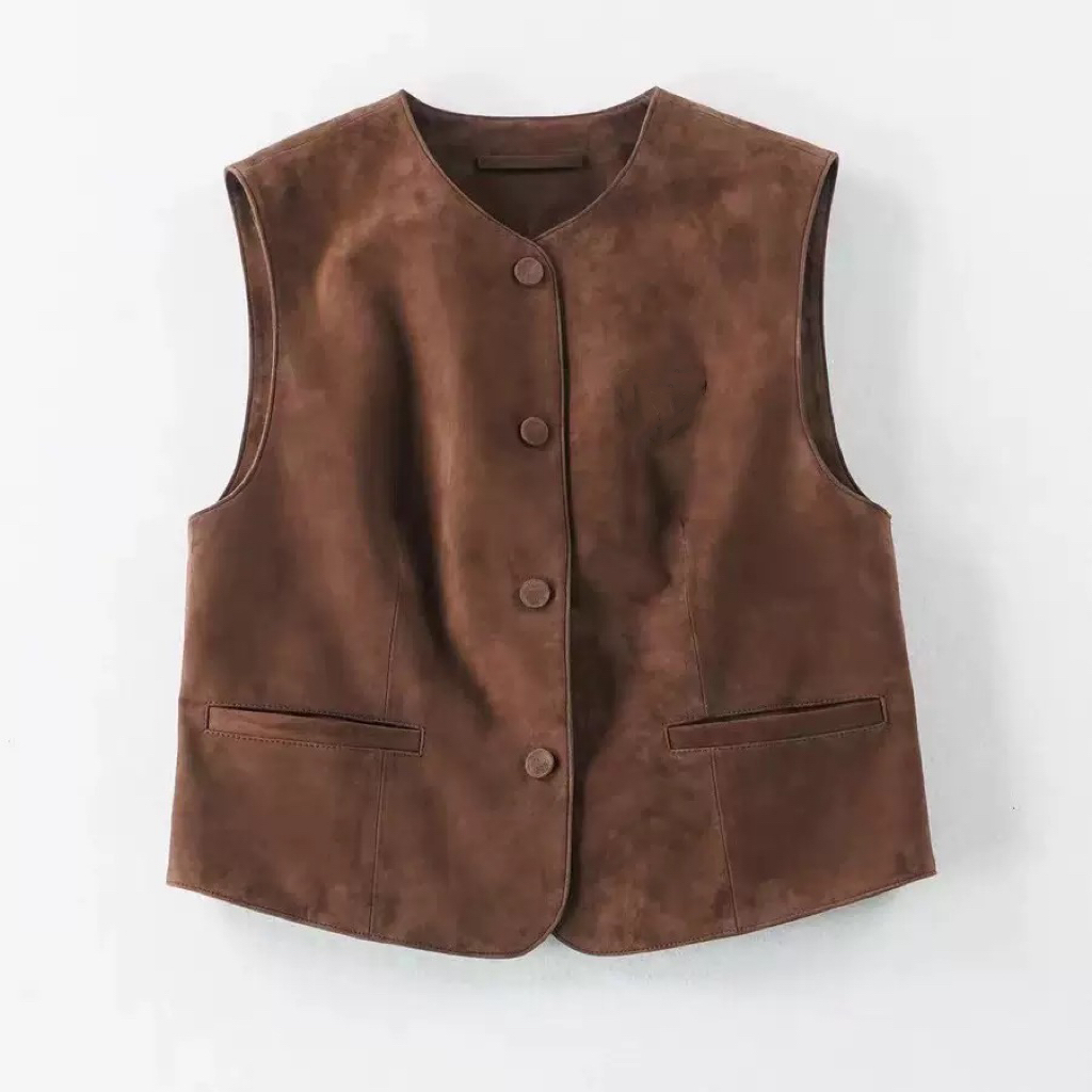 Winter Clothing Layers - Top in pelle scamosciata nabuk per